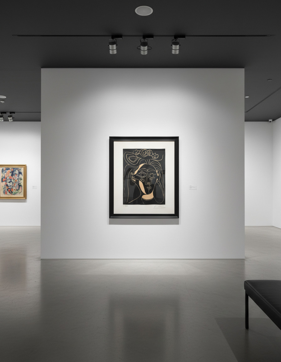 Pablo Picasso - Jacqueline au chapeau à Fleurs. I, 1962, Linocut on Arches Wove Paper
Hand-signed by artist, Hand signed i...