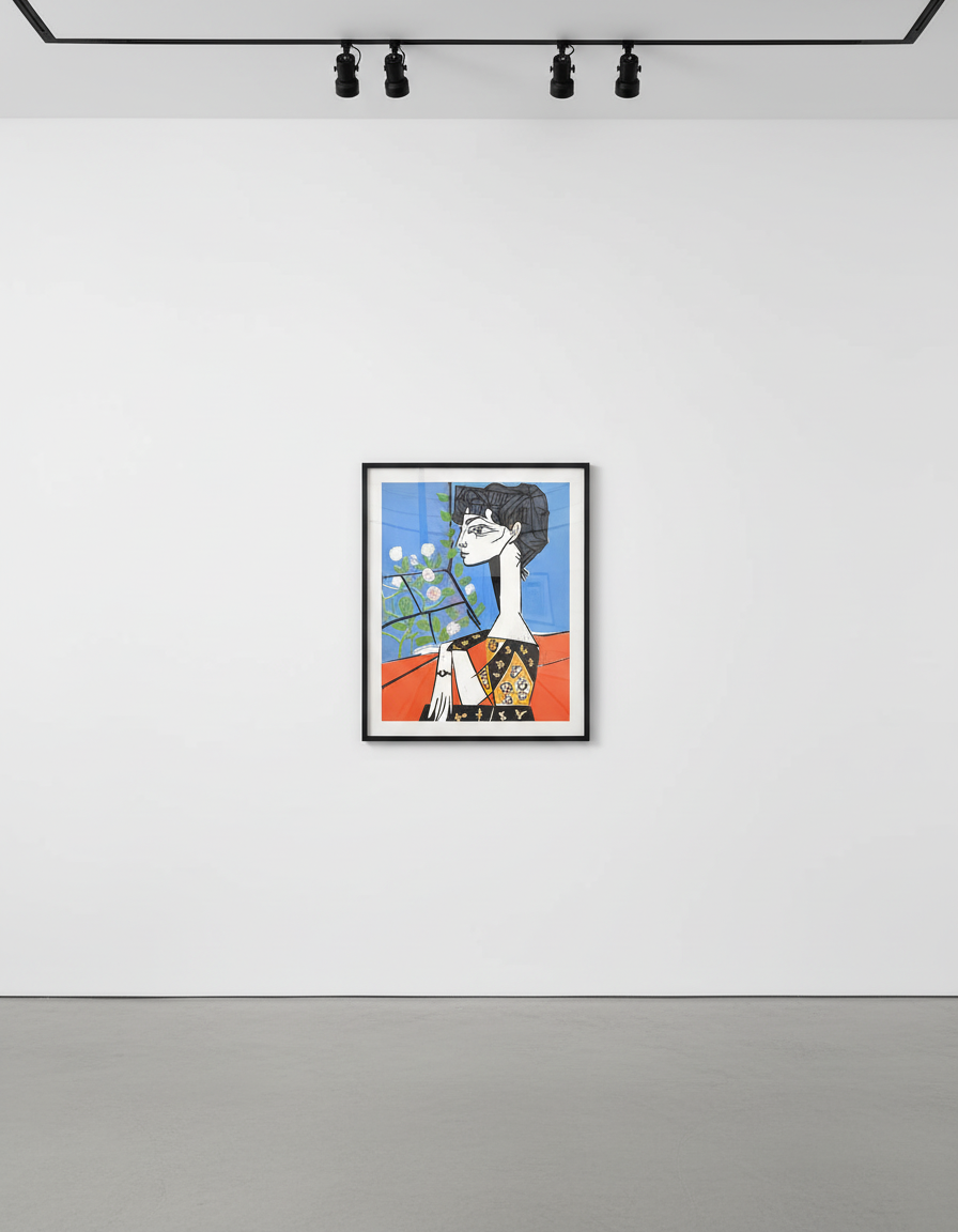 Pablo Picasso - Jacqueline with Roses, 1956, Color lithograph