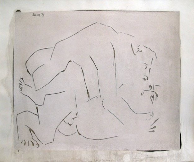 Pablo Picasso - L'Etreinte (Bloch 1150), 1963, Linocut in Black and White on Arches Paper
Signed in Pencil