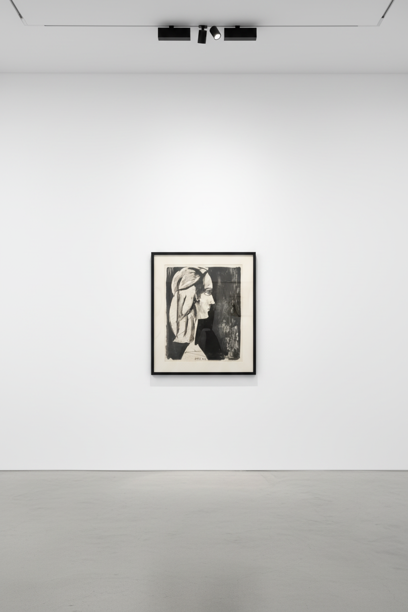 Pablo Picasso - Profil au fond noir, 1947, Lithograph 
Signed in pencil lower right
Printed by Mourlot in Paris (Mourlot 8...