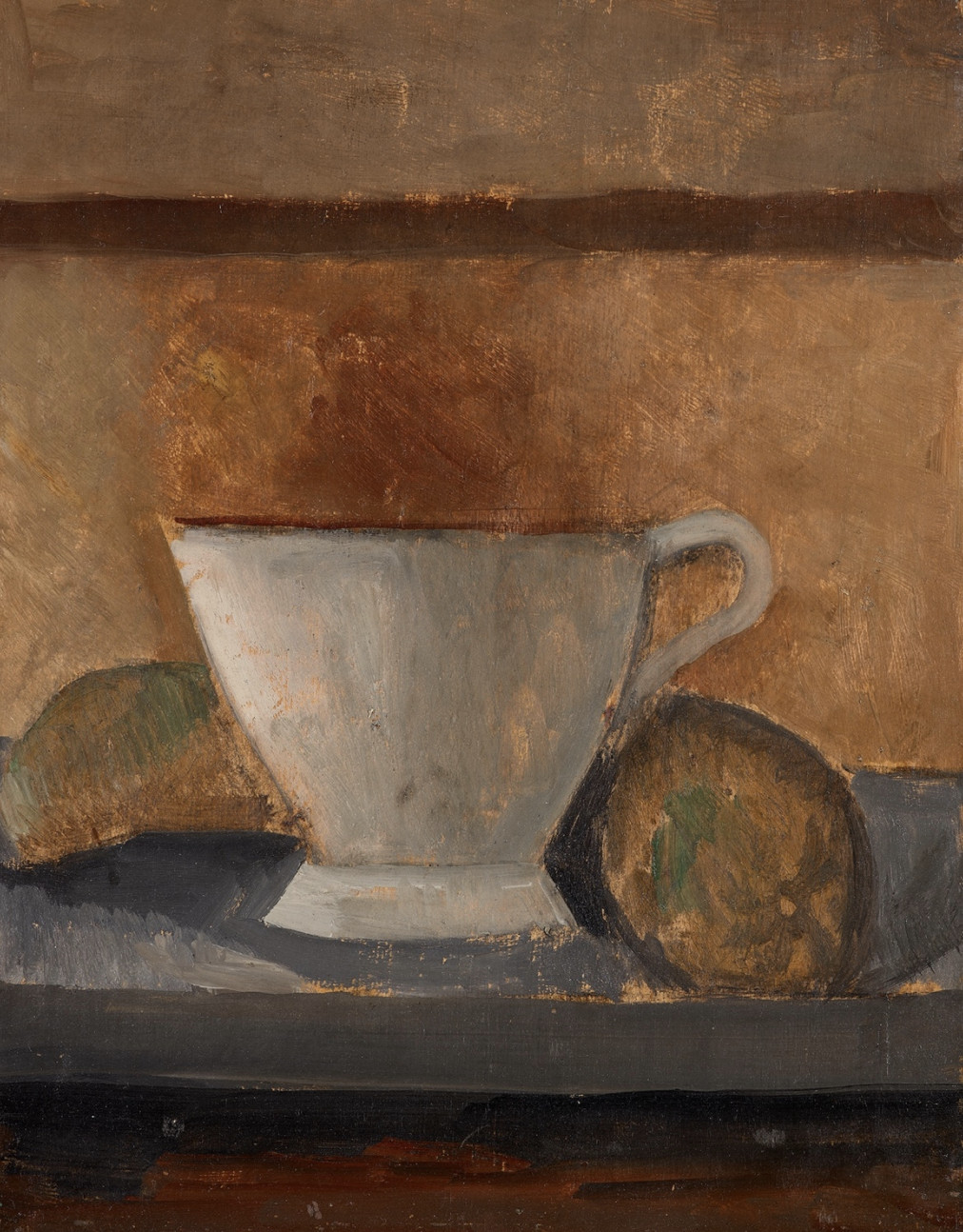 Pablo Picasso - Tasse et bananes, 1908, Oil on panel
Signed on the reverse, Picasso