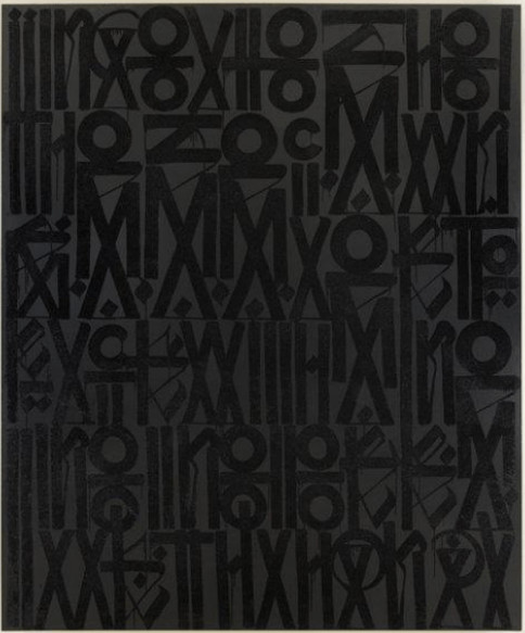 Retna - Conversation piece, 2012, Acrylic, enamel and crystalline on canvas