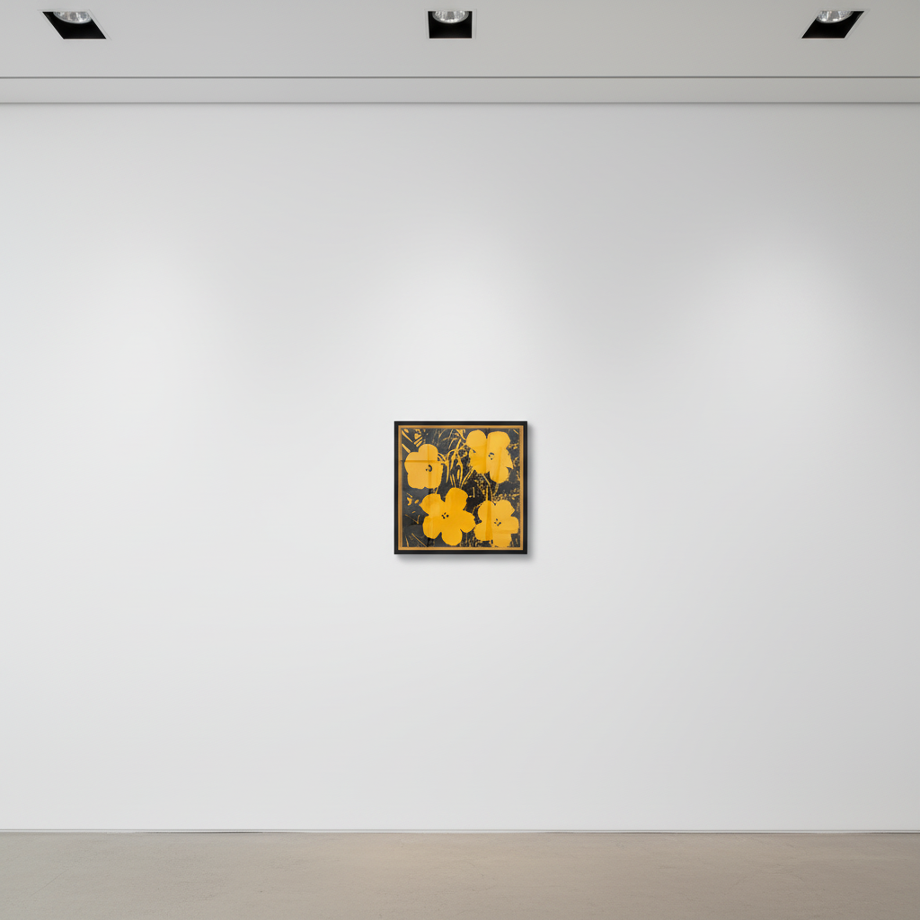 Richard Pettibone - Andy Warhol Flowers (Yellow), 1970, Silkscreen and oil/acrylic on canvas in artist´s frame