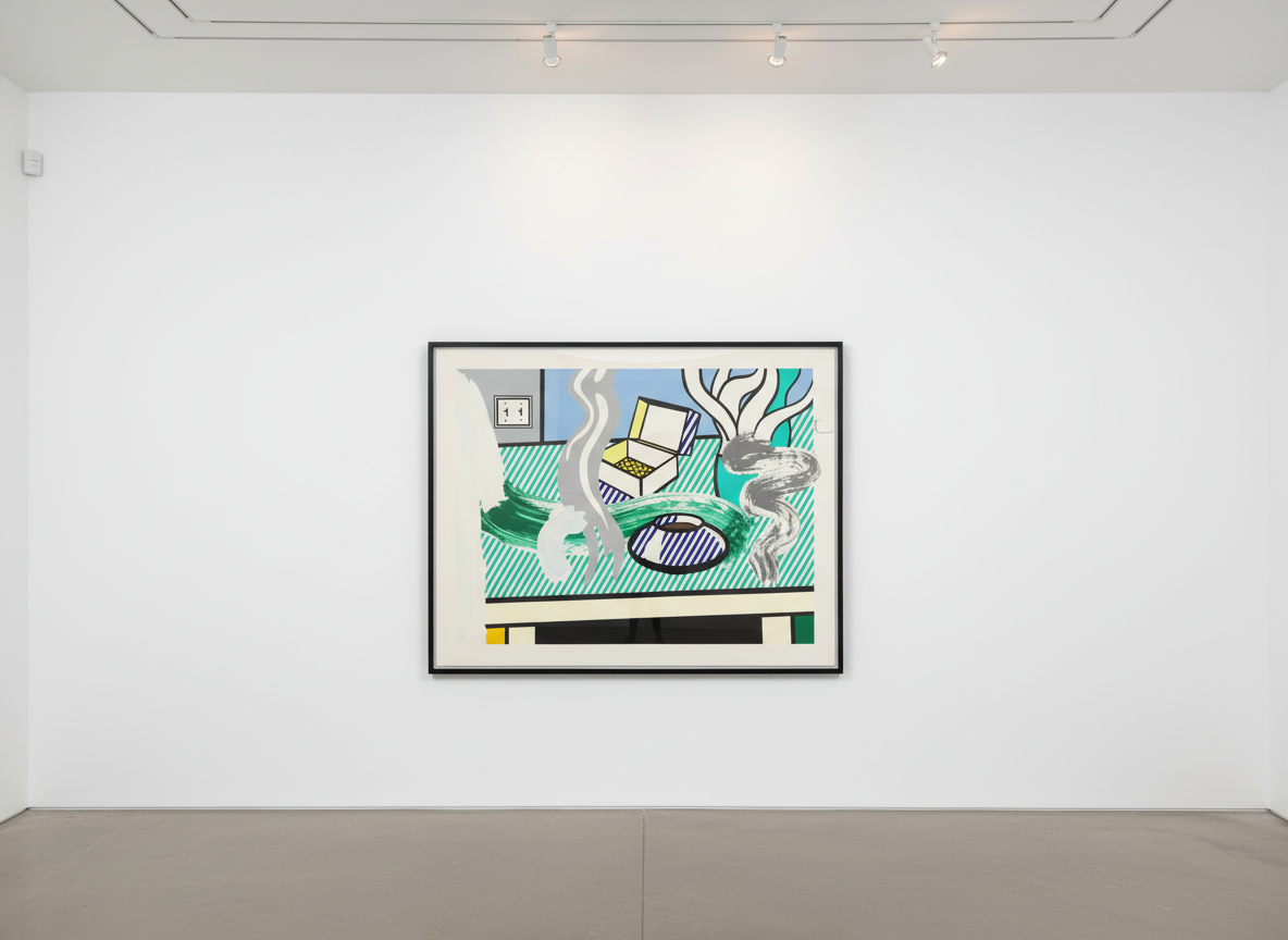 Roy Lichtenstein - Brushstroke Still Life With Box (C. 308A), 1997, Screen print on honeycomb-core aluminum panel inset in...