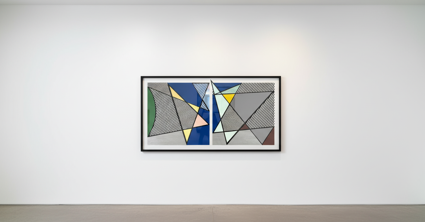 Roy Lichtenstein - Imperfect Diptych 46 1/4 '' x 91 3/8 '' (C. 219), 1988, Woodcut , screen print and collage