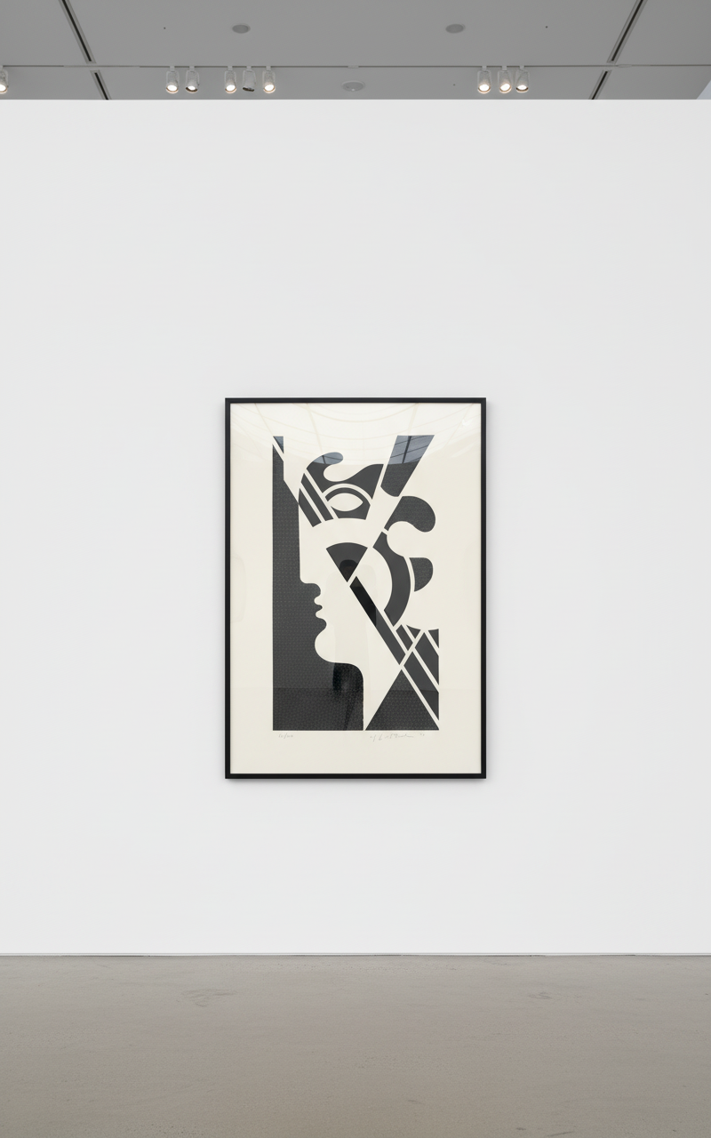 Roy Lichtenstein - Modern Head #5 (C.95), 1970, Embossed graphite with Strathmore die-cut paper overlay mounted in white l...