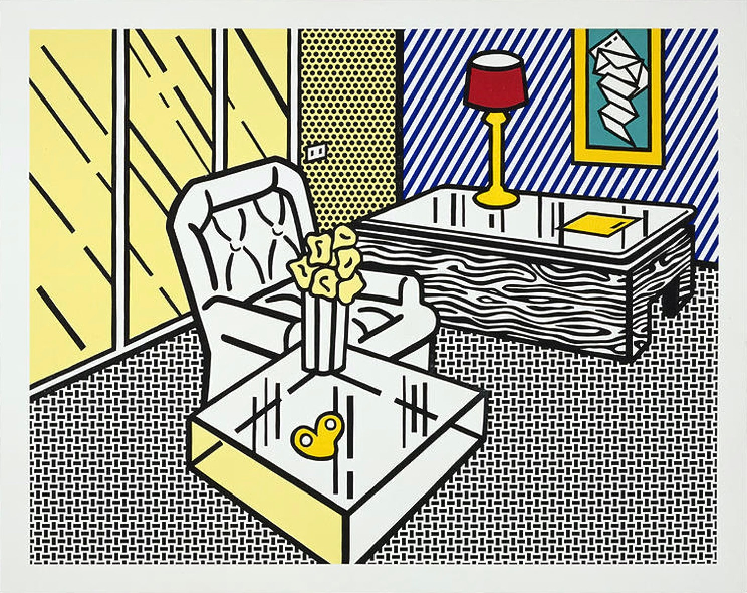 Roy Lichtenstein - The Den (C. 249) , from Interiors, 1990-91, Woodcut and screen print