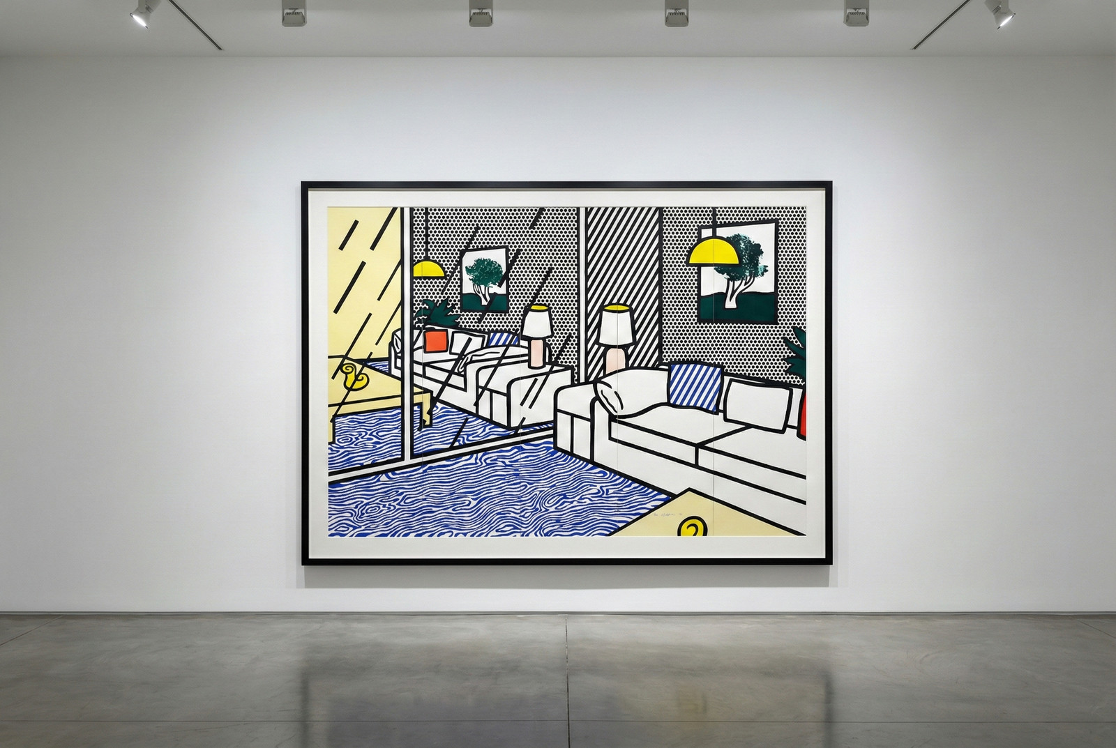Roy Lichtenstein - Wallpaper with Blue Floor Interior, 1992, Screen print