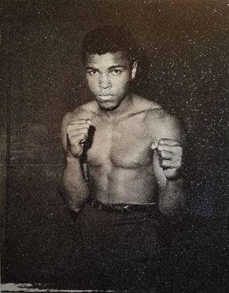 Russell Young - Ali Silver, Screenprint on linen with diamond dust in Smoketown Ali Silver and Black unique