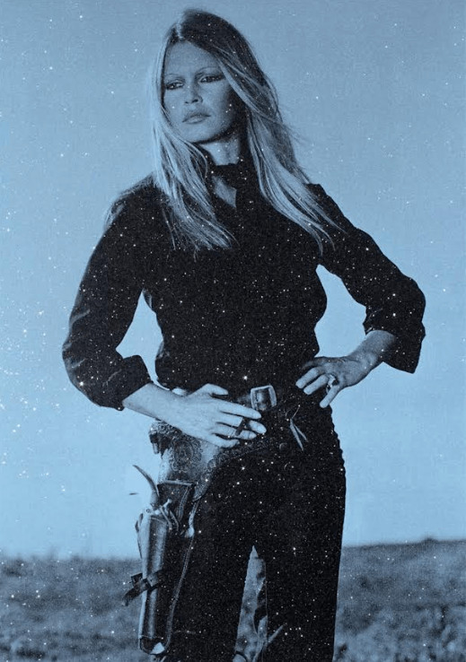 Russell Young - Brigitte Bardot Cowgirl Blue, 2023, Acrylic paint and enamel screen print with diamond dust on linen