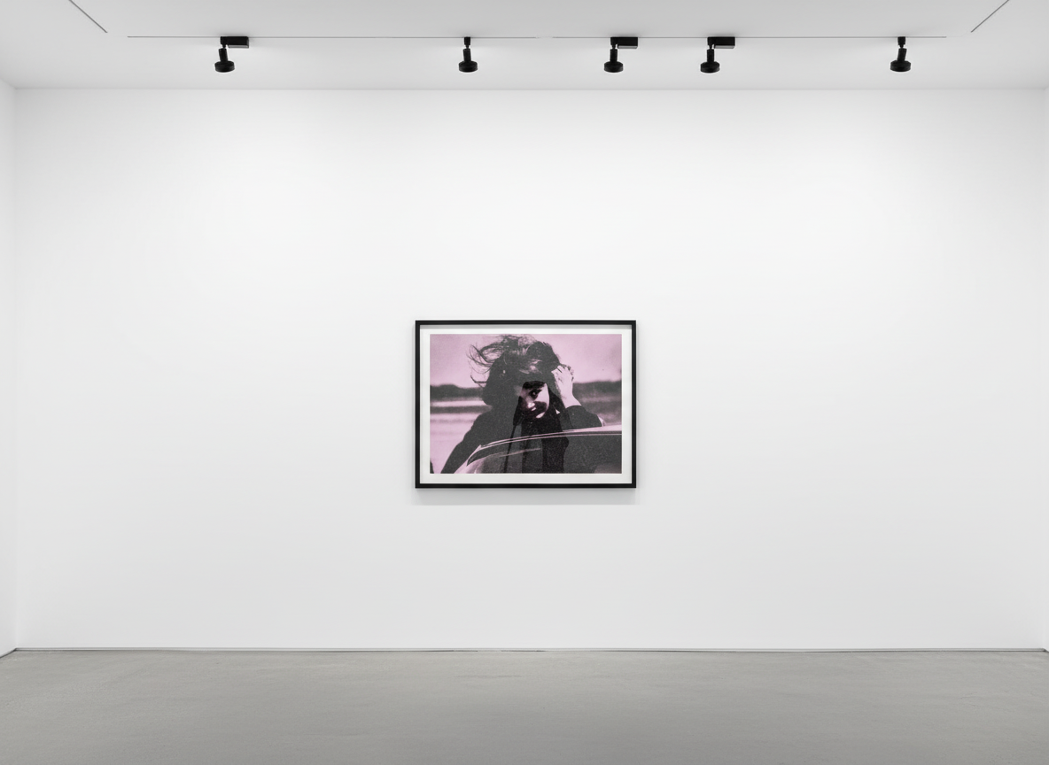 Russell Young - Jackie, 2017, Acrylic paint and enamel screen print with diamond dust on linen in Ghost White and Black