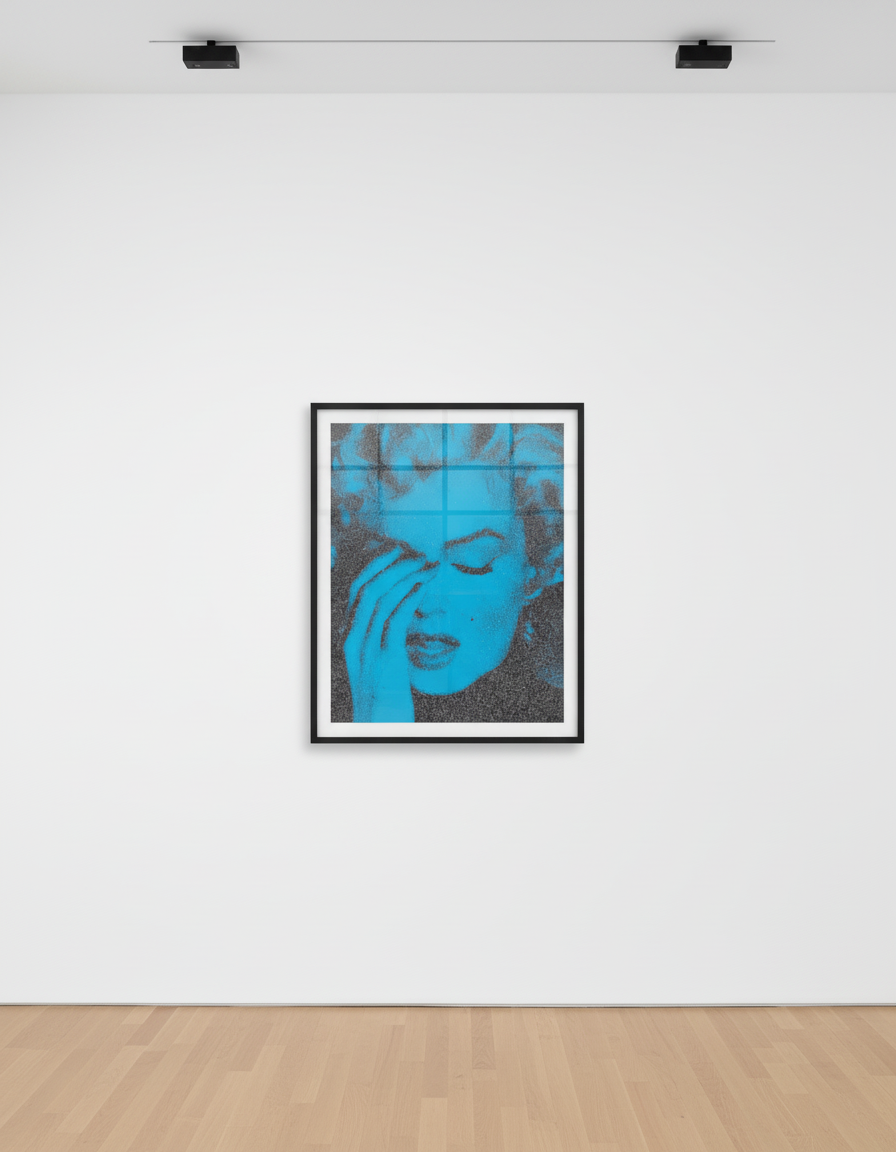 Russell Young - Marilyn Crying Mariposa Blue, 2019, Hand-pulled acrylic and enamel screen print on linen with diamond dust