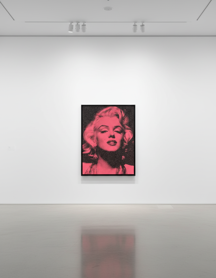 Russell Young - Marilyn Portrait, 2013, Screen print on paper with diamond dust in liquid gold and black