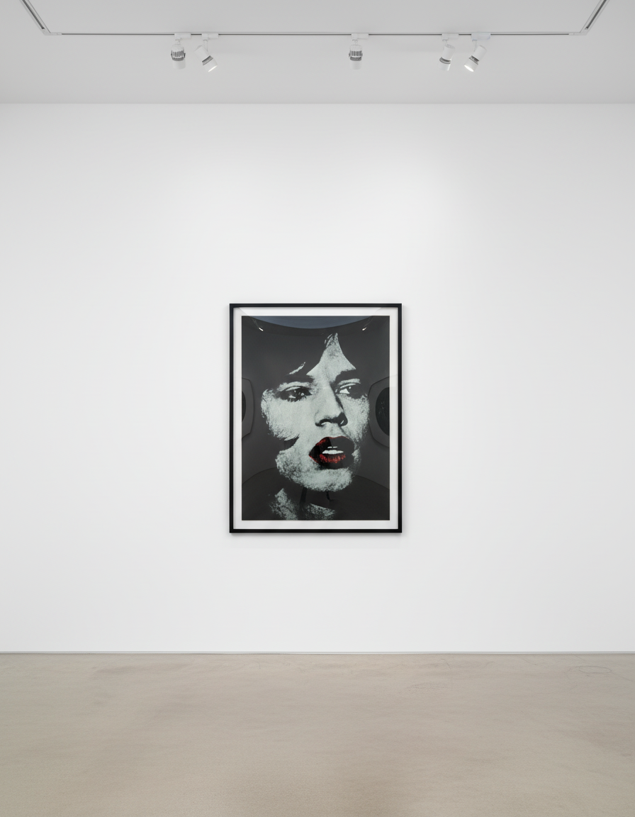 Russell Young - Mick Jagger, 2011, Acrylic paint and enamel screen print with diamond dust on linen