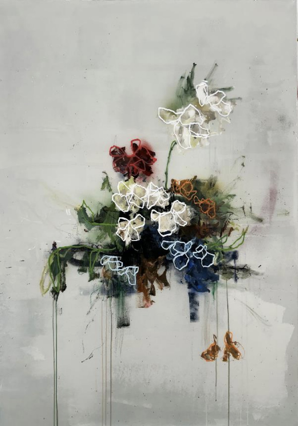 Sage Barnes - Bloom I, 2025, Acrylic, spray paint, pastel and resin on canvas wrapped panel