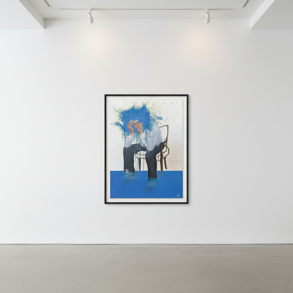 Sage Barnes - Consumed (Blue), 2022, Giclee print with silkscreen printed colors, hand finished with acrylic paint on muse...