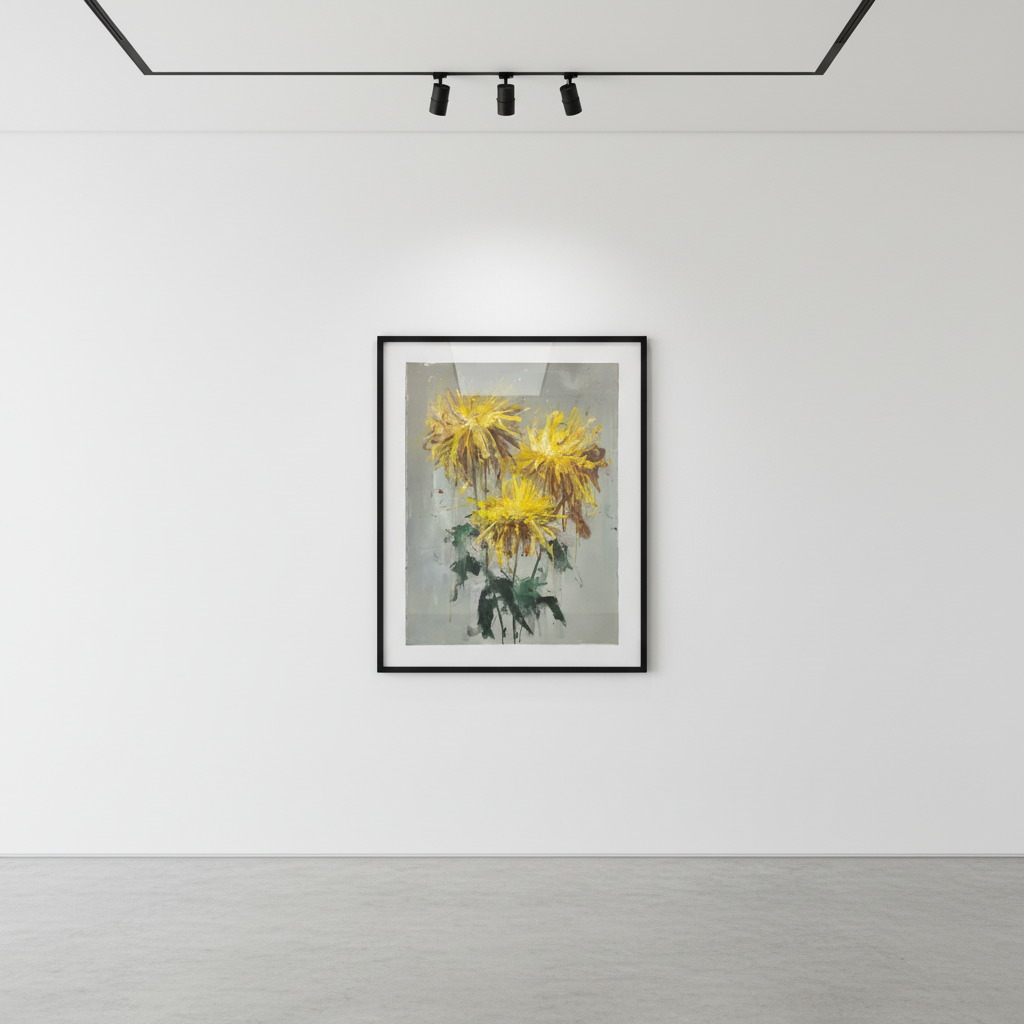 Sage Barnes - Floral Study #2, 2022, Acrylic on 600 lb watercolor paper, deckled edges