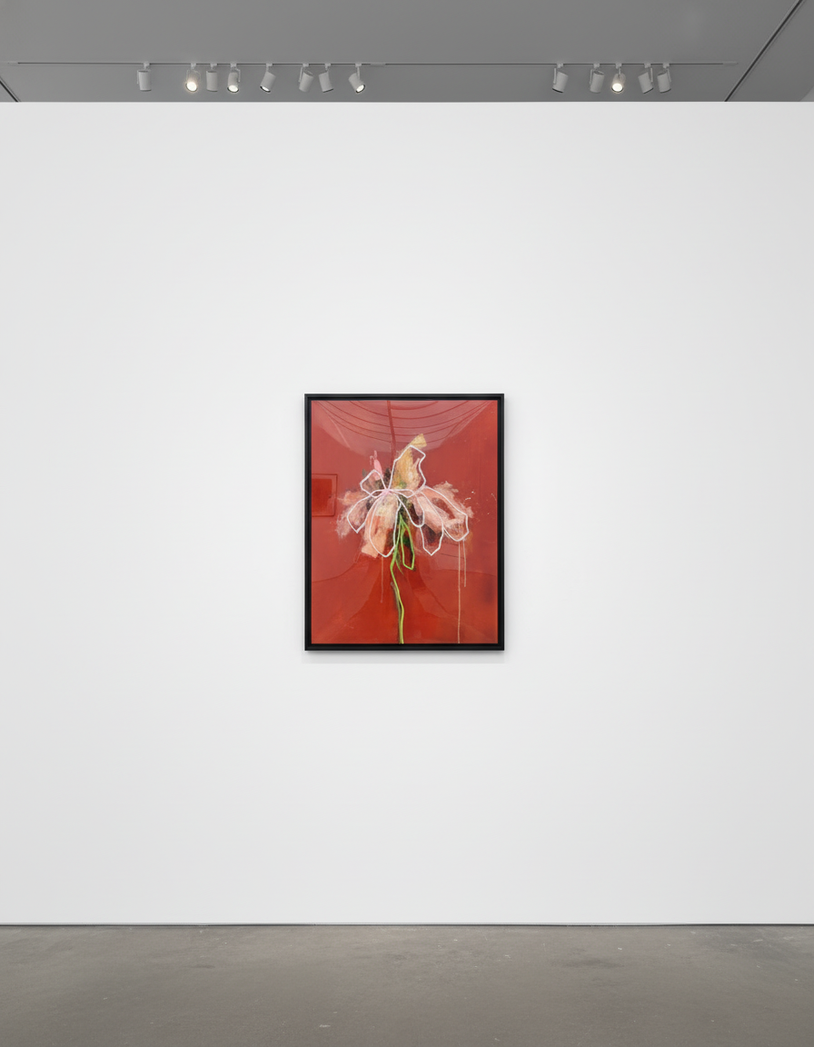 Sage Barnes - Las Flores 18, 2024, Acrylic, spray paint, pastel, and resin on canvas wrapped panel