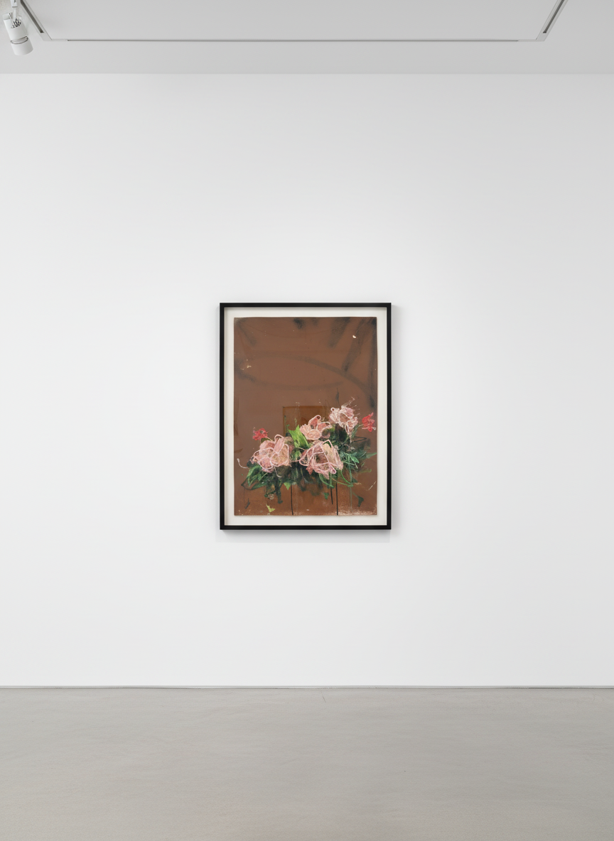 Sage Barnes - Los Flores 1, 2023, Acrylic, spray paint, pastel, and resin on canvas wrapped panel