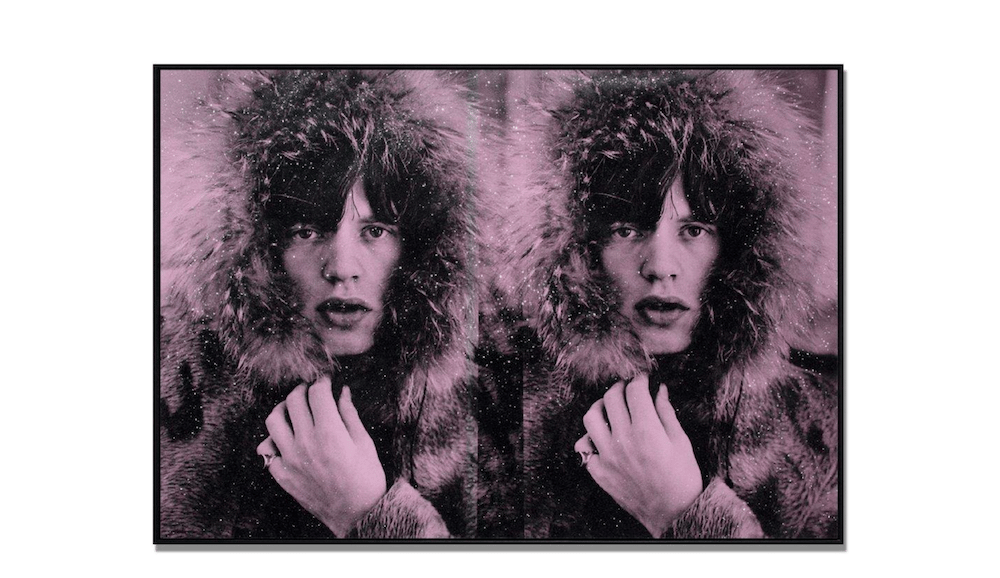 Russell Young - Mick Jagger Diptych, 2023, Acrylic and hand-pulled oil based ink screenprint with diamond dust on linen in...