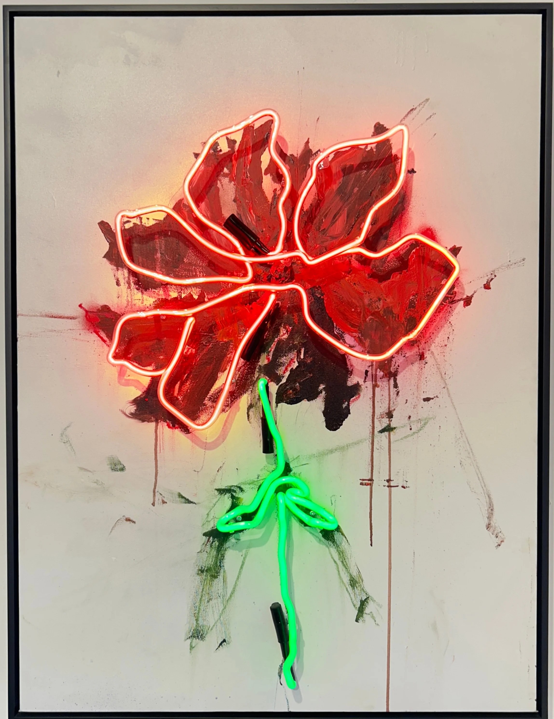 Sage Barnes - Las Flores II, 2024, Acrylic, spray paint, and neon lightbulb on canvas | Unique | Signed
