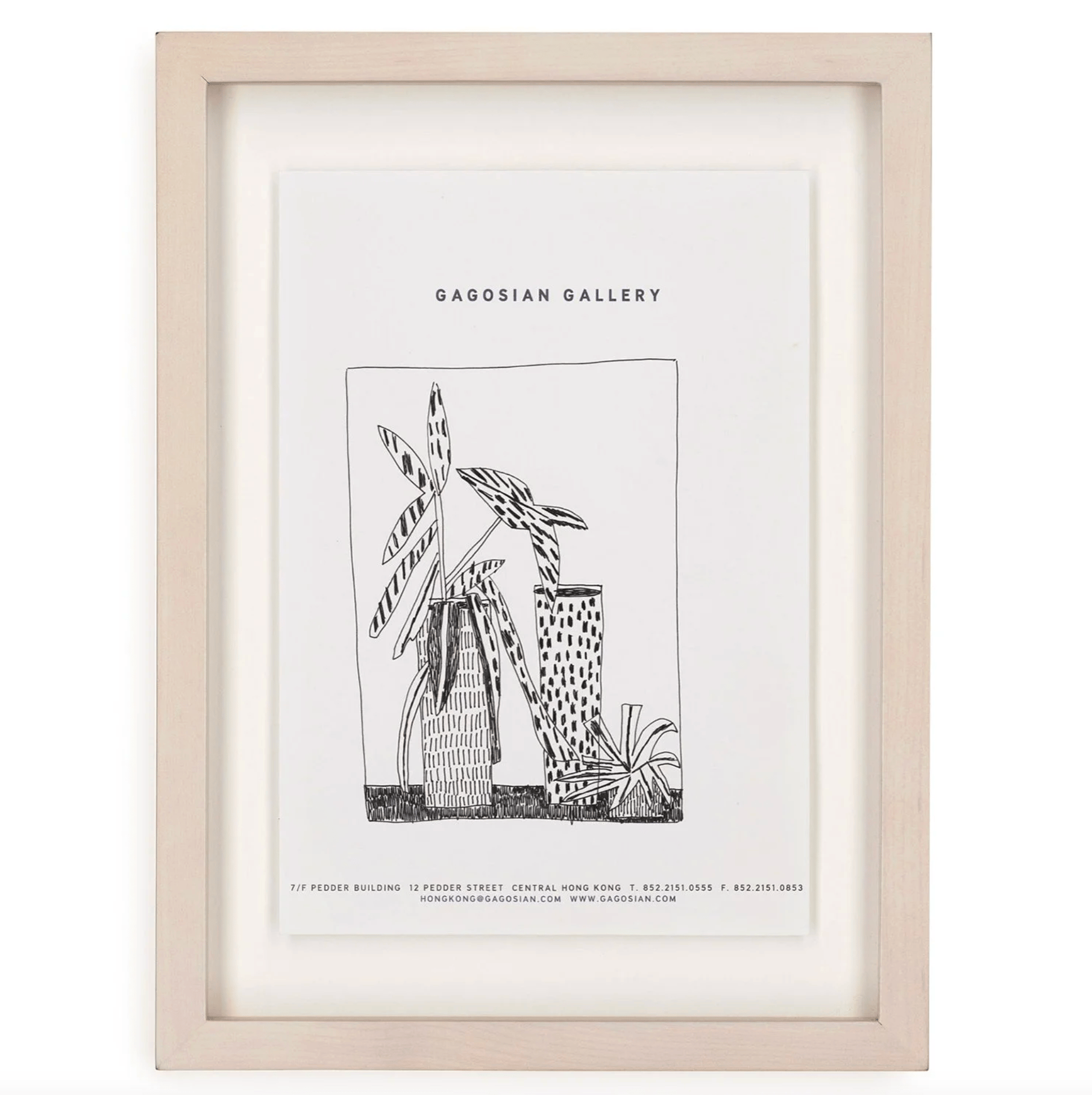 Jonas Wood - Untitled Plant and Vase Drawing, 2015, Ink on paper, framed