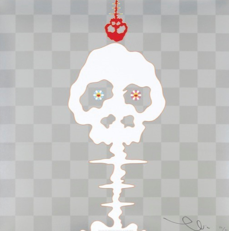 Takashi Murakami - Dokuro Silver, 2000, Silver foil offset print