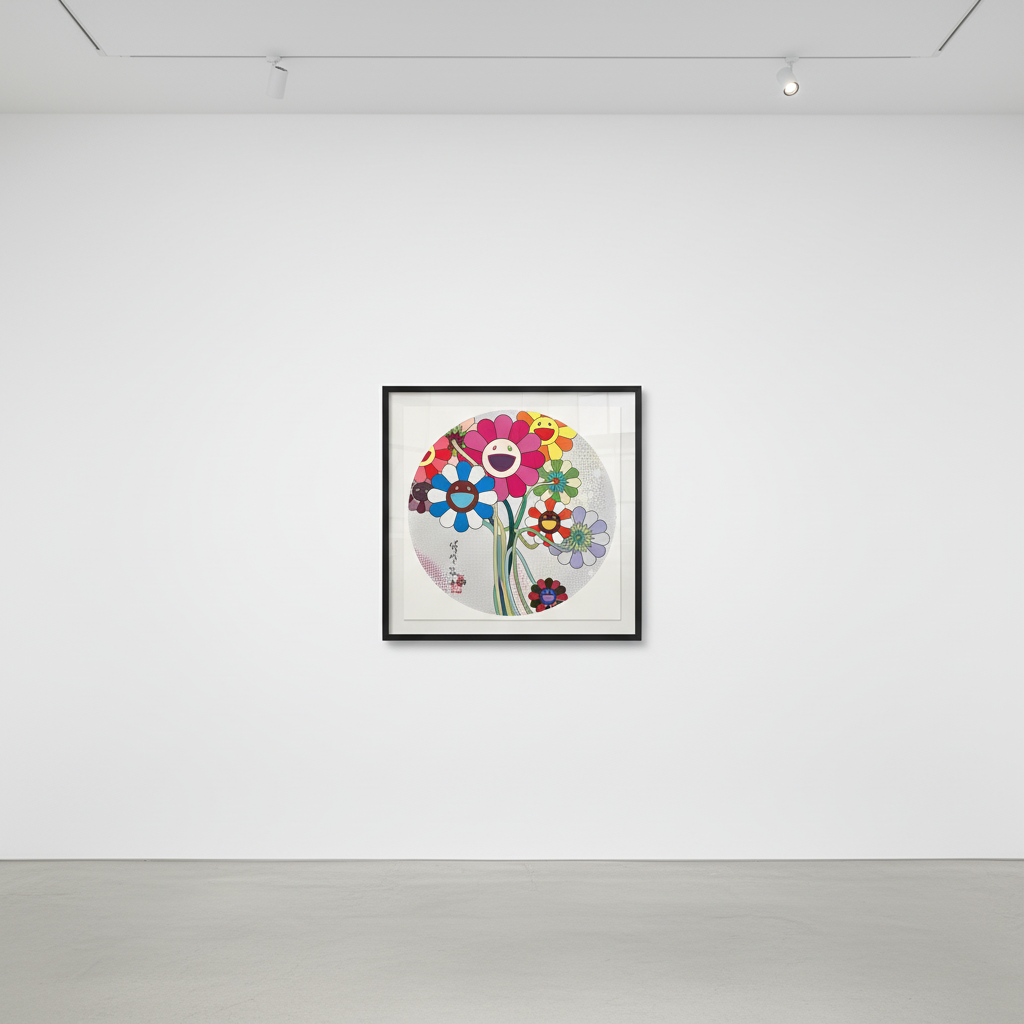 Takashi Murakami - Even the Digital Realm Has Flowers to Offer, 2010, Offset lithograph in colors with cold stamp and high...