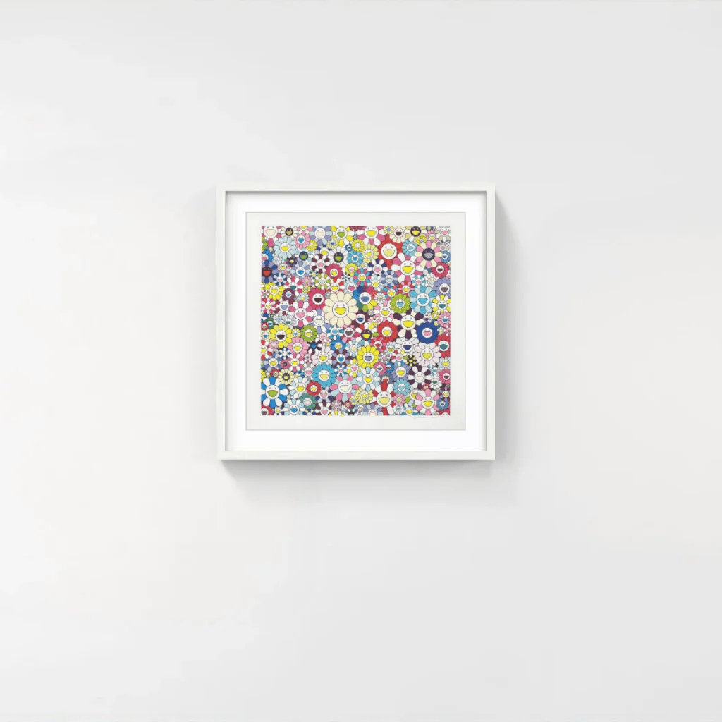 Takashi Murakami - Heaven's Gate, 2022,  hand-signed screenprint and archival pigment print with platinum leaf