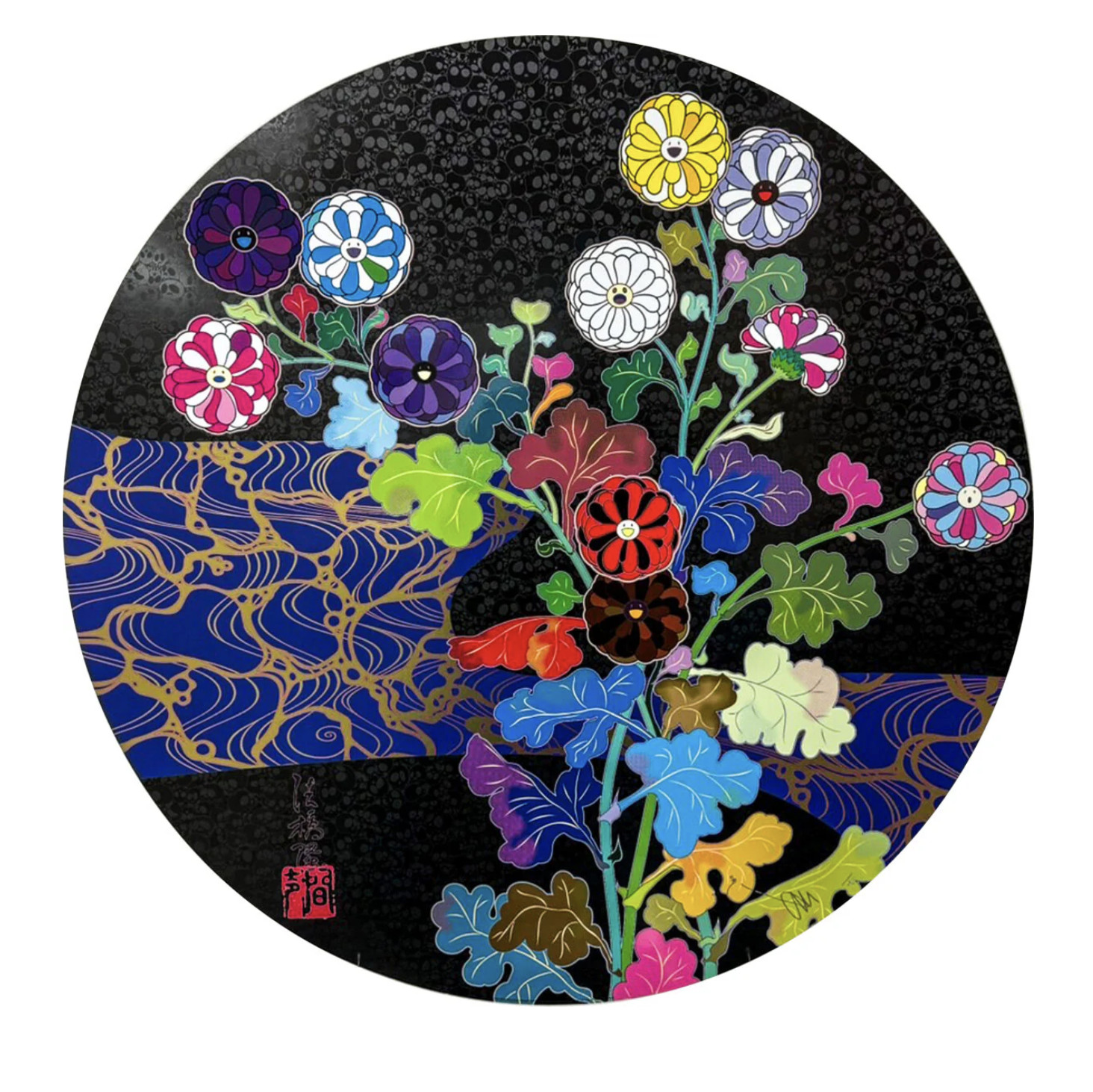 Takashi Murakami - Kyoto Kōrin Mononoke Flower, 2024, 4 Colors Offset print, cold stamp and high gloss varnishing
