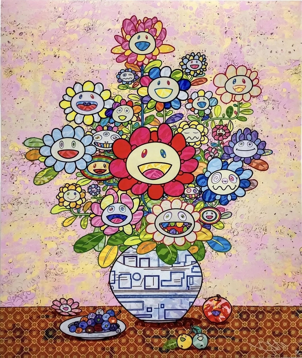 Takashi Murakami - Longing for Zao Wou-Ki's Flower Painting, 2024, Offset printing 4 colors + special silver + coater varnish