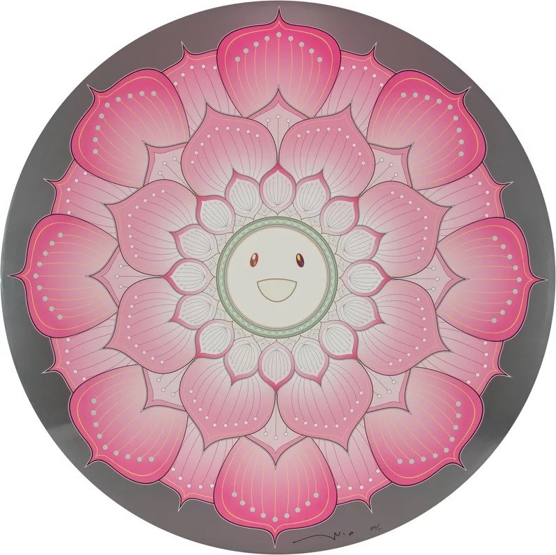 Takashi Murakami - Lotus Flower (Pink), 2010, Offset lithograph in colors with cold stamp and high gloss varnish