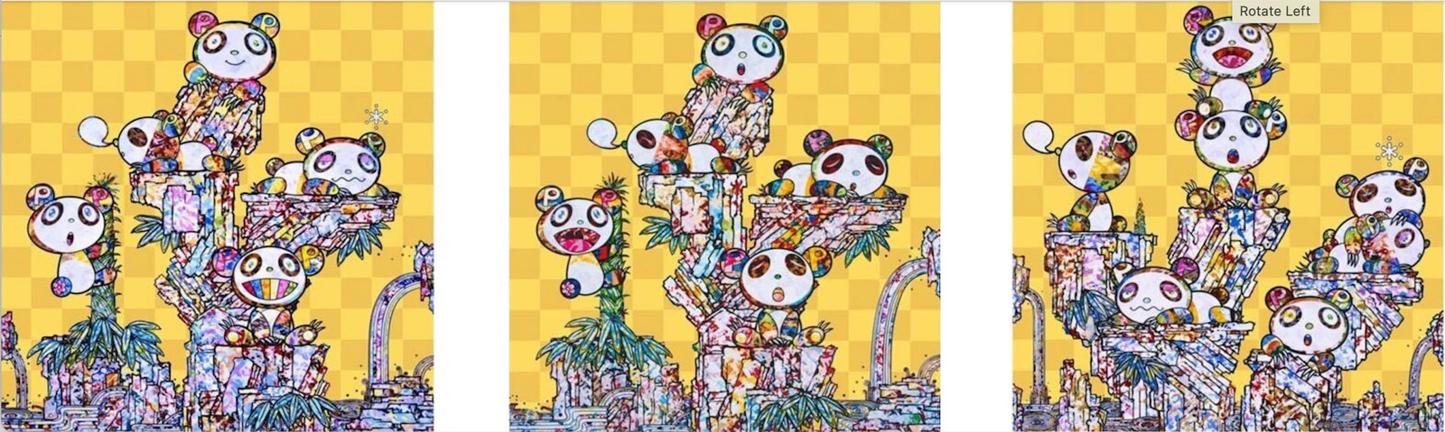 Takashi Murakami - Panda Cubs 1, Panda Cubs 2 & Panda Cubs 3, 2019, Three offset prints, framed