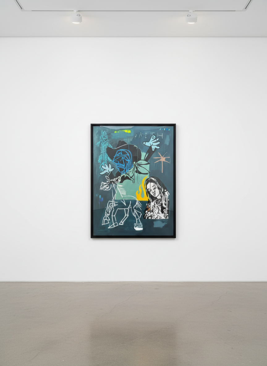 Terry Urban - A Real Rain, 2025, Acrylic, pastel, oil, aerosol on canvas