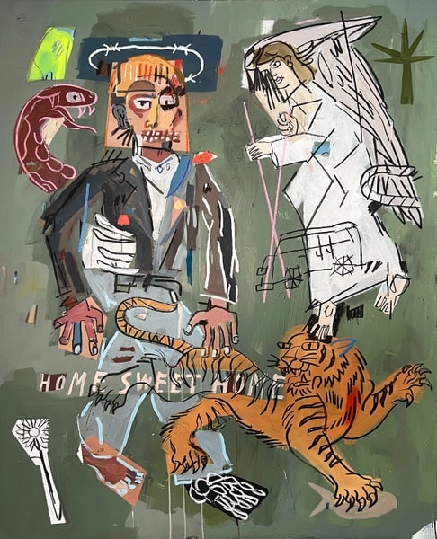 Terry Urban - Home Sweet Home, 2026, Acrylic, Oil, Charcoal, Aerosol on Canvas