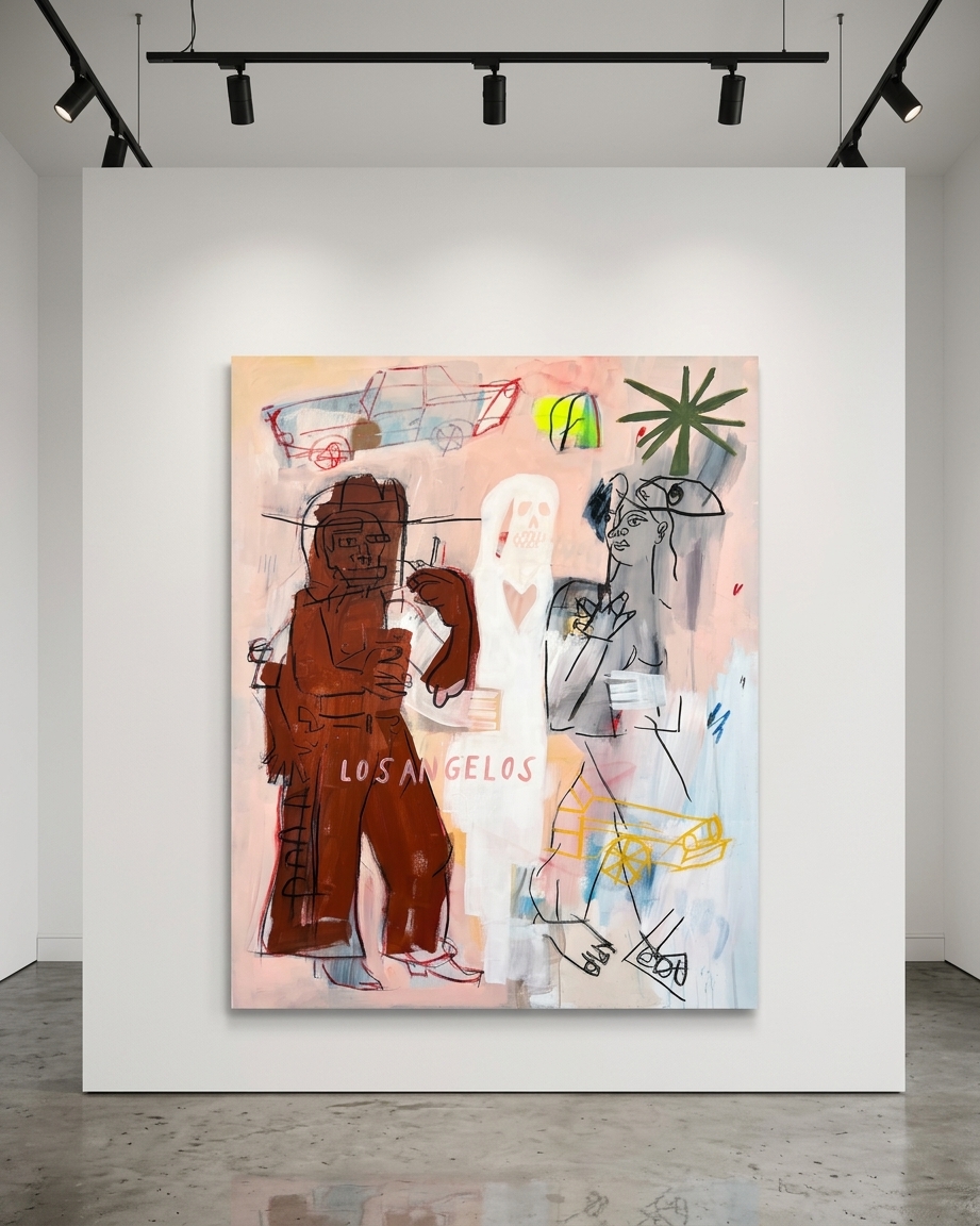 Terry Urban - Souls of the Underpass, 2026, Acrylic, Oil, Charcoal, Aerosol on canvas