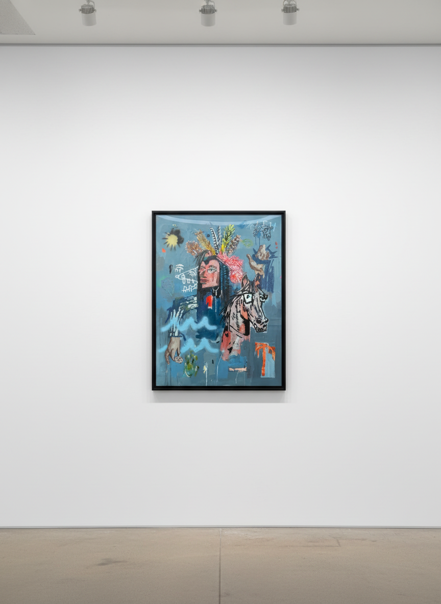 Terry Urban - The Proposal, 2024, Acrylic, oil, airbrush, pastel, and aerosol on birch wood panel