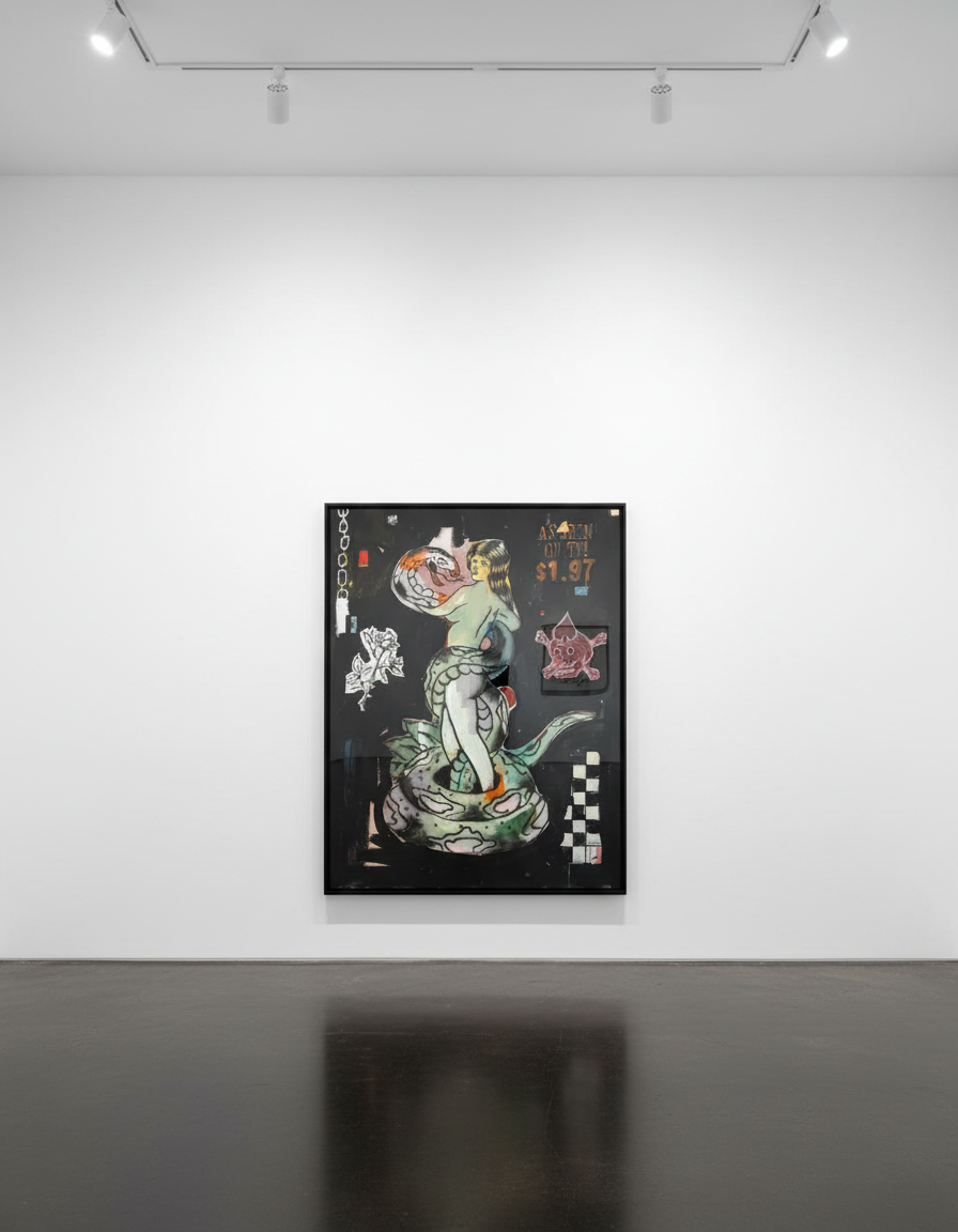 Terry Urban - The Serpent Queen II, 2024, Acrylic, oil, aerosol, pastel, and airbrush on canvas