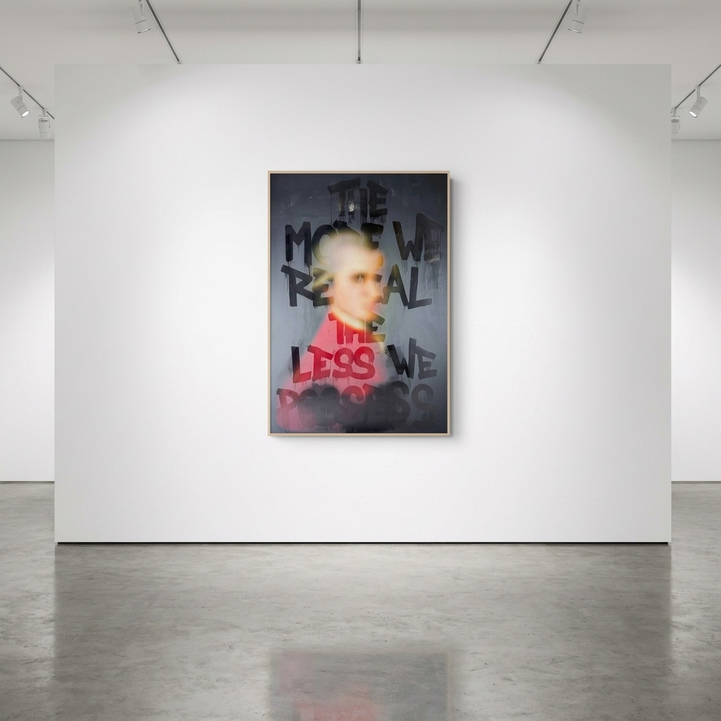 Punkmetender - The Measure of Silence (Mozart, 2026, Oil on canvas with handwritten epoxy resin | Signed and Dated