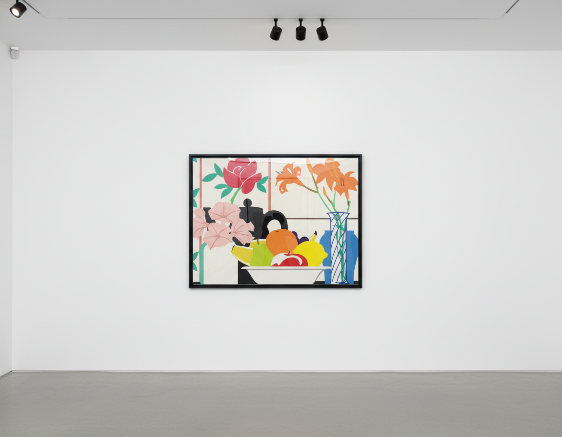 Tom Wesselman - Still Life of Petunias, Lilies and Fruit, 1988, Color serigraph