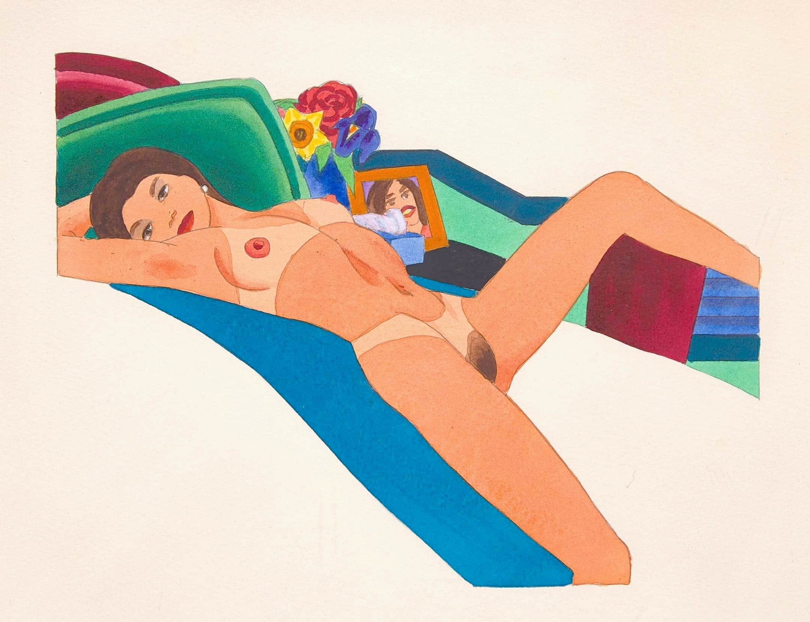 Tom Wesselman - Study For Carol Nude, 1976, Pencil and thinned Liquitex on paper