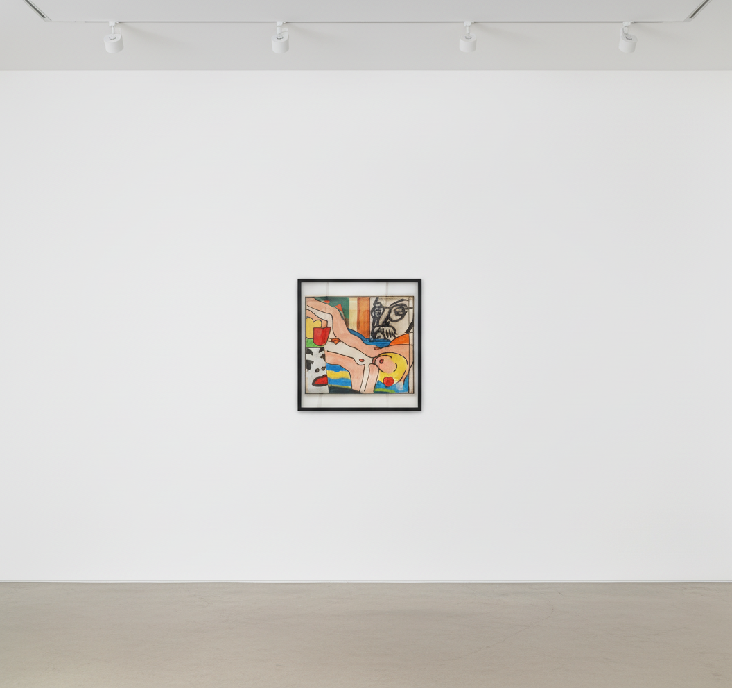 Tom Wesselman - Study for Sunset Nude With Picasso Vase, 2004, Ink and colored pencil on 100% rag tracing paper