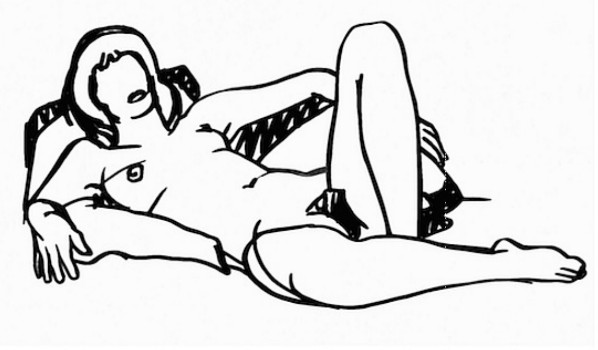 Tom Wesselmann - Monica Lying On Blanket Black, 1988, Enamel on cut out steel