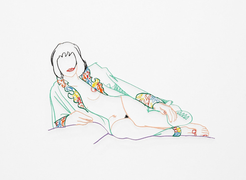 Tom Wesselmann - Monica Lying On One Elbow With Robe, 1985-97, Enamel on laser-cut steel
