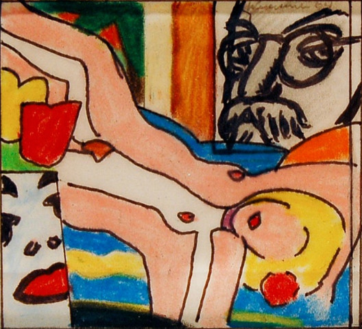 Tom Wesselmann - Study for Sunset Nude With Picasso Vase, 2004, Ink and colored pencil on 100% rag tracing paper