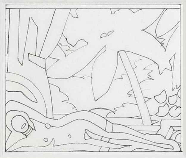 Tom Wesselman - Sunset Nude With Big Palm Tree Study, 2003, Pencil on paper