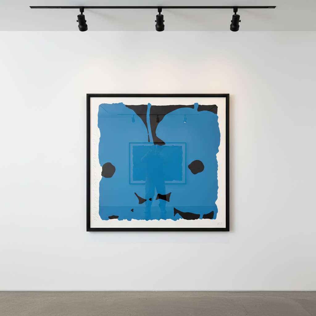 Donald Sultan - Blue Poppies, Aug 17, 2022, Color Silkscreen with enamel inks, flocking, and tar-like texture on Rising 2-...