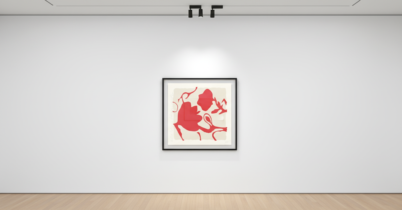 Donald Sultan - Little Lantern Flowers (Portfolio of 8), 2025, Color silkscreen with enamel inks and tar-like texture on R...