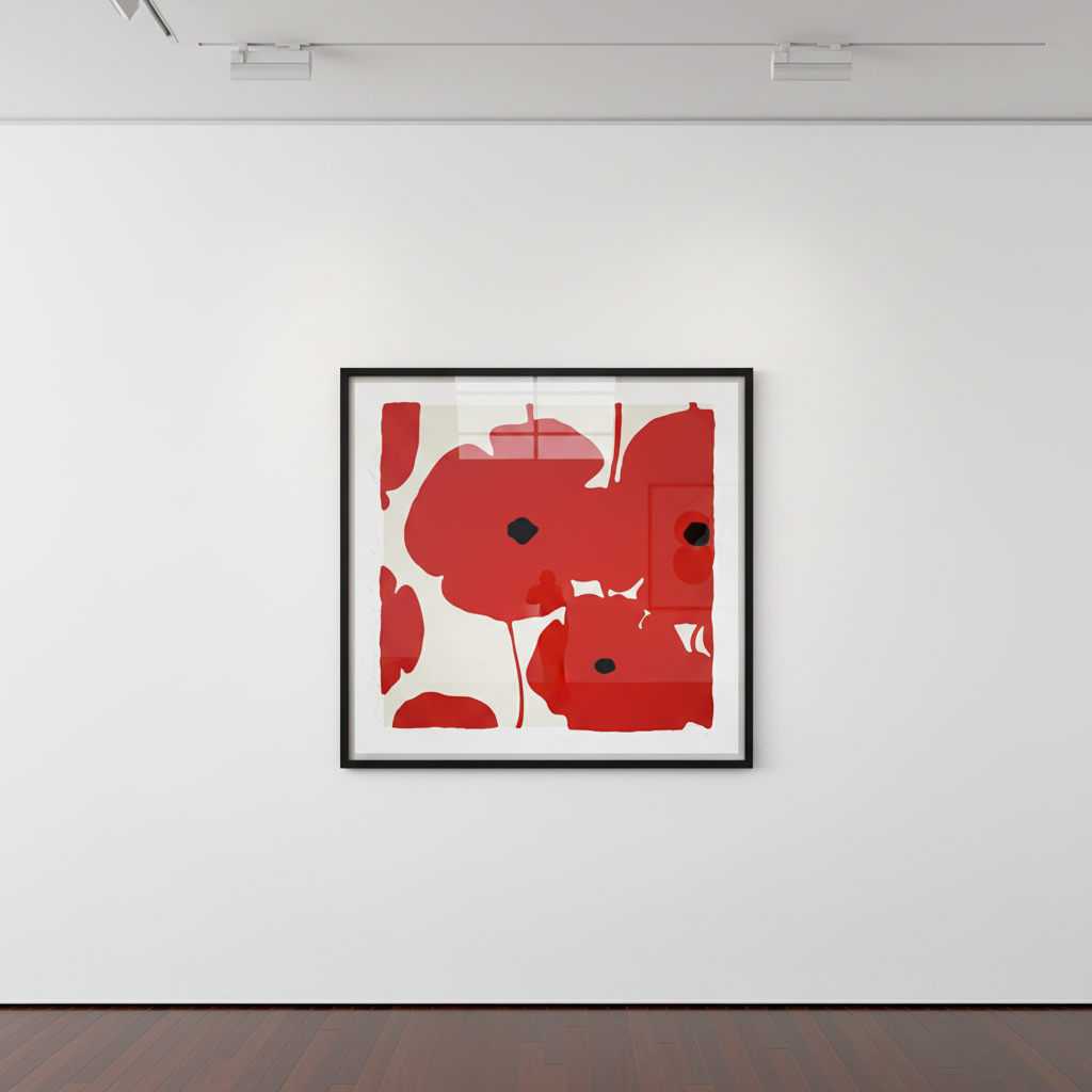 Donald Sultan - Red Poppies 2018, 2018, Screen print with flocking