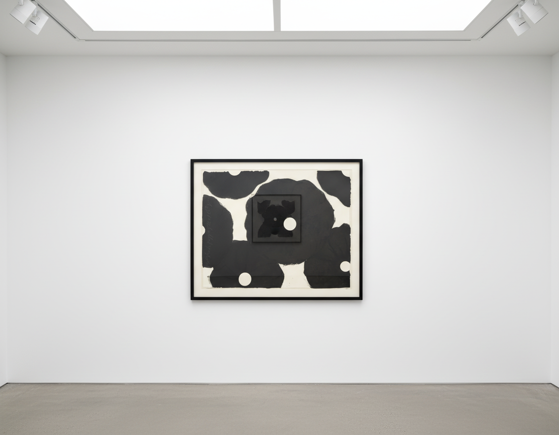 Donald Sultan - Six Poppies (black), 2023, Color silkscreen with enamel inks, flocking, and over printed flocking on Somer...